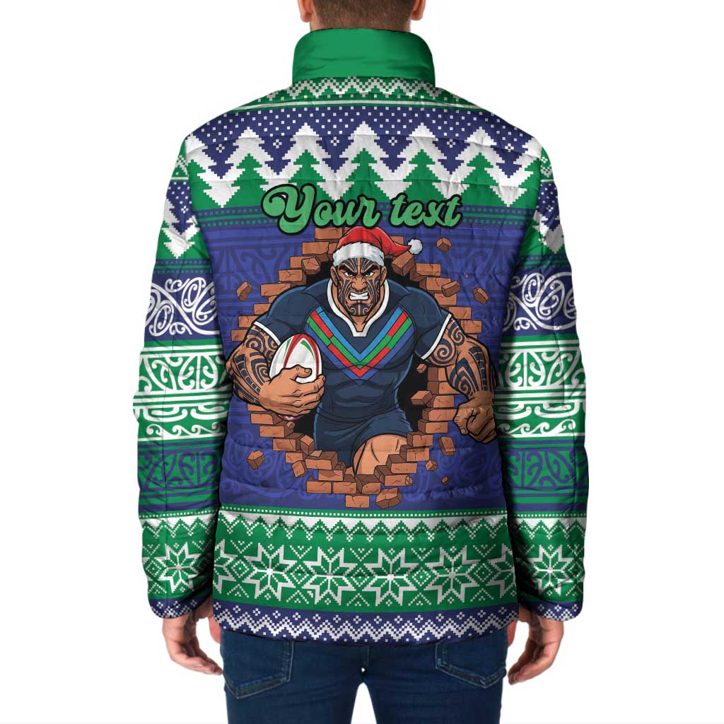 Merry Haka Warriors Personalised Padded Jacket Christmas Rugby League Spirit - Aussie Hoodie