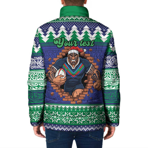 Merry Haka Warriors Personalised Padded Jacket Christmas Rugby League Spirit - Aussie Hoodie