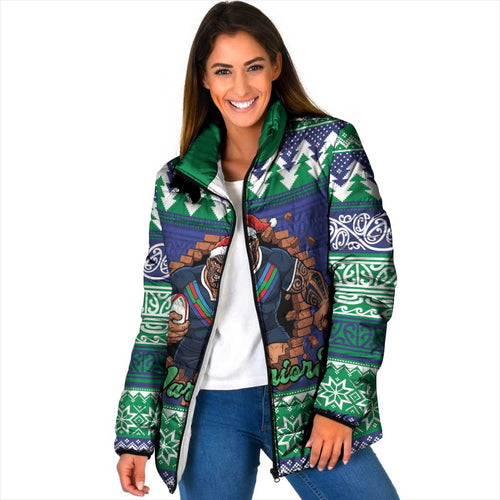 Merry Haka Warriors Personalised Padded Jacket Christmas Rugby League Spirit - Aussie Hoodie