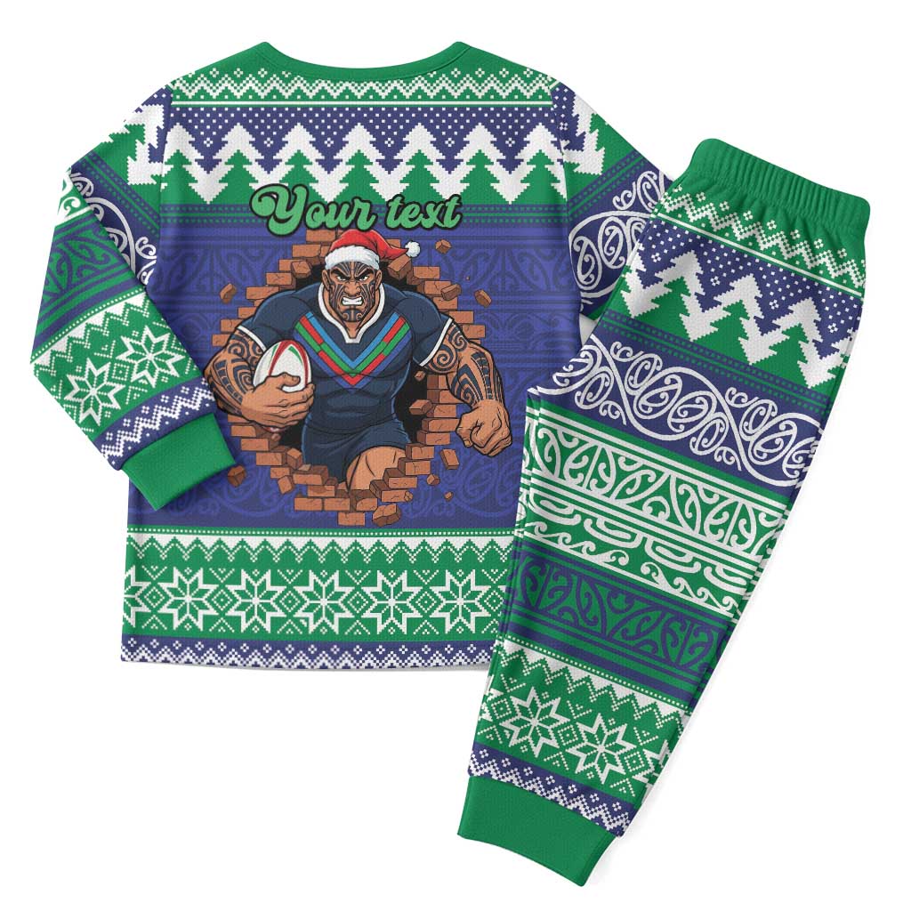 Merry Haka Warriors Personalised Christmas Pajama Set Christmas Rugby League Spirit - Aussie Hoodie