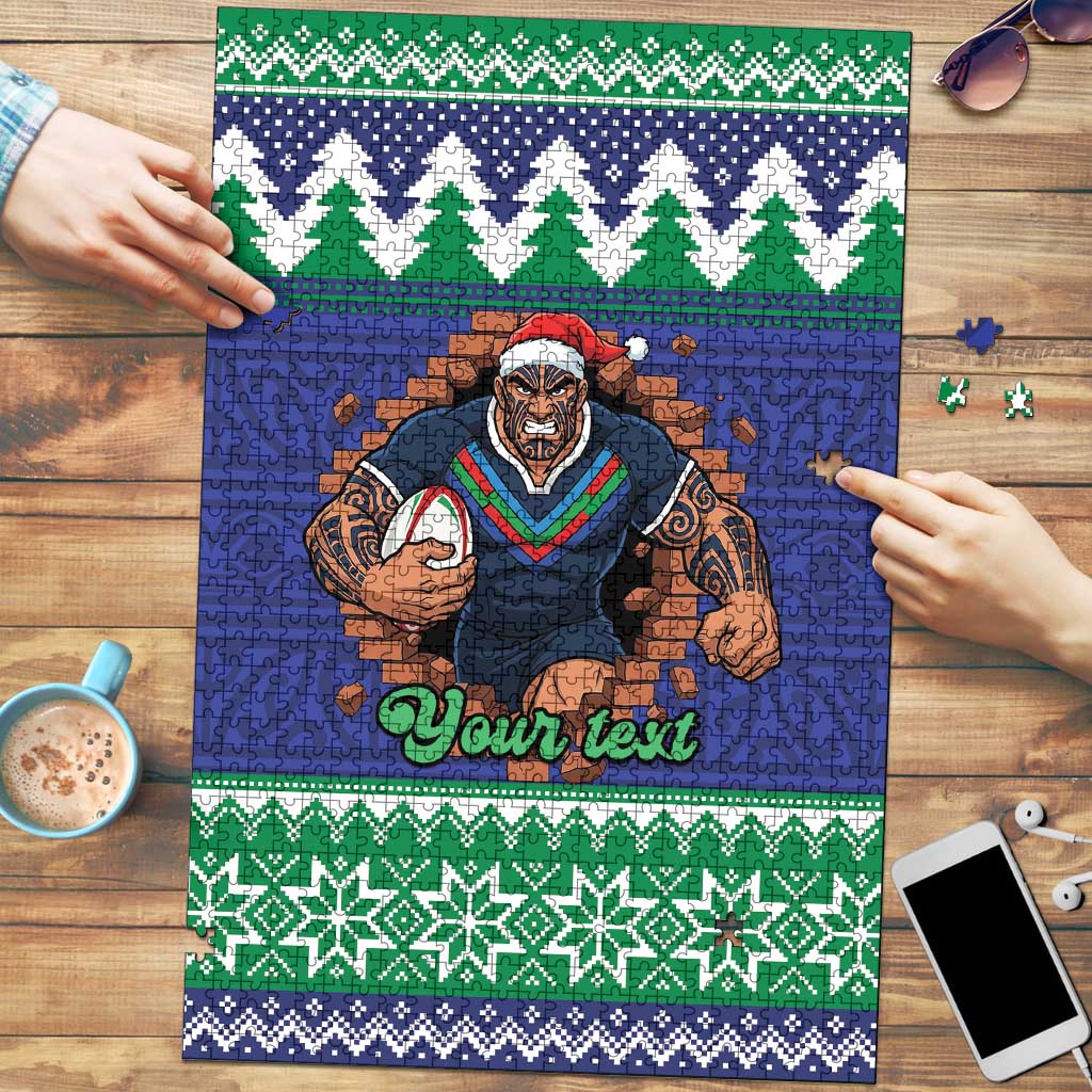 Merry Haka Warriors Personalised Puzzle Christmas Rugby League Spirit - Aussie Hoodie