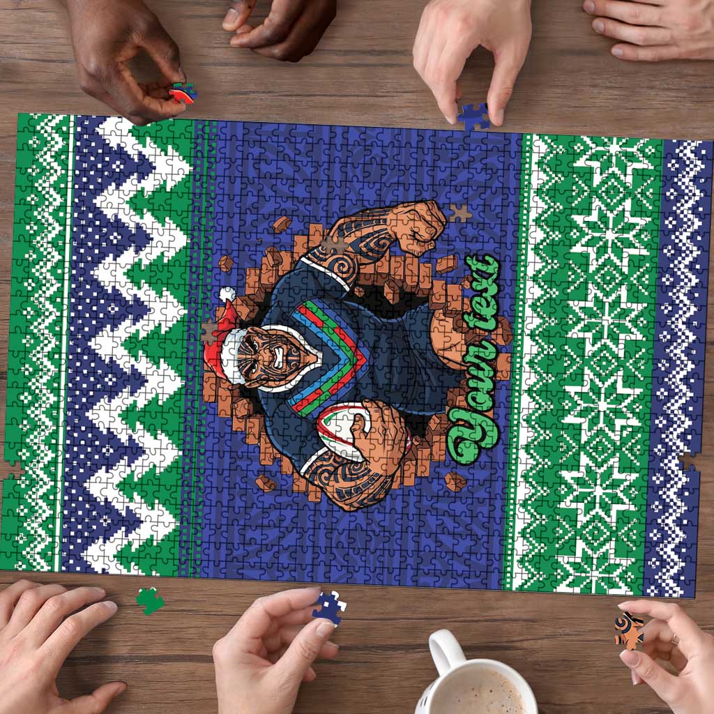 Merry Haka Warriors Personalised Puzzle Christmas Rugby League Spirit - Aussie Hoodie