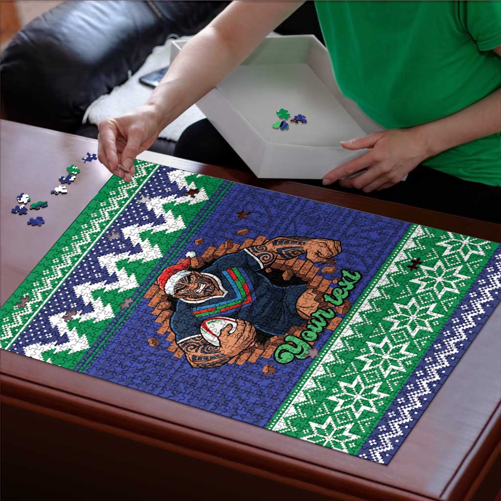 Merry Haka Warriors Personalised Puzzle Christmas Rugby League Spirit - Aussie Hoodie