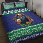 Merry Haka Warriors Personalised Quilt Bed Set Christmas Rugby League Spirit - Aussie Hoodie