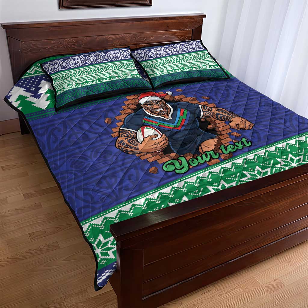Merry Haka Warriors Personalised Quilt Bed Set Christmas Rugby League Spirit - Aussie Hoodie