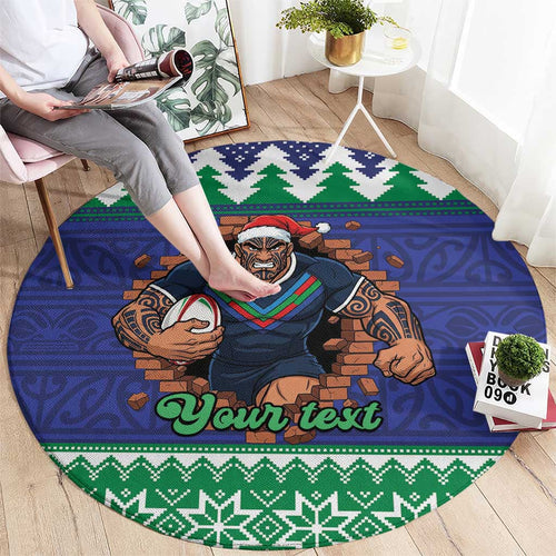 Merry Haka Warriors Personalised Round Carpet Christmas Rugby League Spirit - Aussie Hoodie