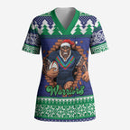 Merry Haka Warriors Personalised Scrub Top Christmas Rugby League Spirit - Aussie Hoodie