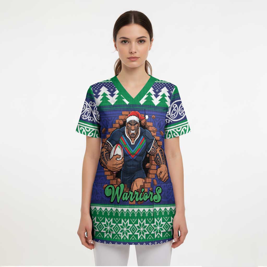 Merry Haka Warriors Personalised Scrub Top Christmas Rugby League Spirit - Aussie Hoodie