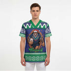 Merry Haka Warriors Personalised Scrub Top Christmas Rugby League Spirit - Aussie Hoodie