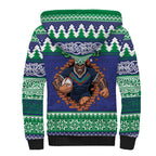 Merry Haka Warriors Personalised Sherpa Hoodie Christmas Rugby League Spirit - Aussie Hoodie