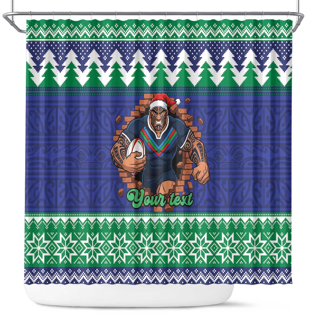 Merry Haka Warriors Personalised Shower Curtain Christmas Rugby League Spirit - Aussie Hoodie