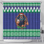 Merry Haka Warriors Personalised Shower Curtain Christmas Rugby League Spirit - Aussie Hoodie