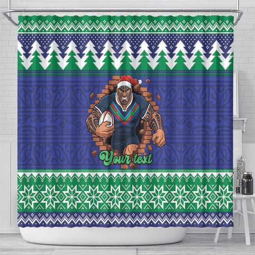 Merry Haka Warriors Personalised Shower Curtain Christmas Rugby League Spirit - Aussie Hoodie