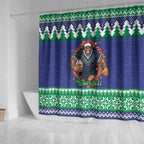 Merry Haka Warriors Personalised Shower Curtain Christmas Rugby League Spirit - Aussie Hoodie