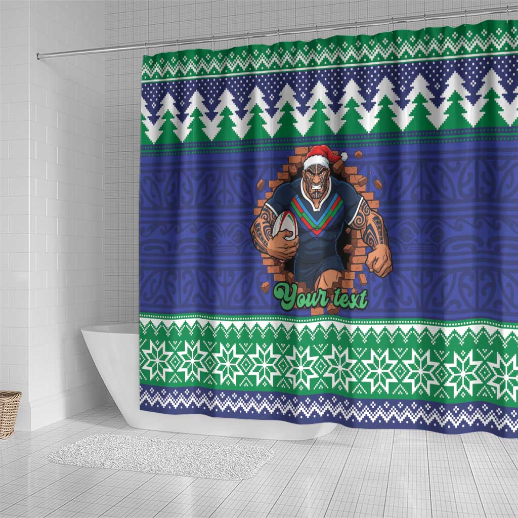 Merry Haka Warriors Personalised Shower Curtain Christmas Rugby League Spirit - Aussie Hoodie