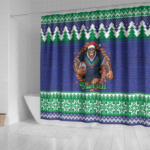 Merry Haka Warriors Personalised Shower Curtain Christmas Rugby League Spirit - Aussie Hoodie