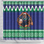 Merry Haka Warriors Personalised Shower Curtain Christmas Rugby League Spirit - Aussie Hoodie
