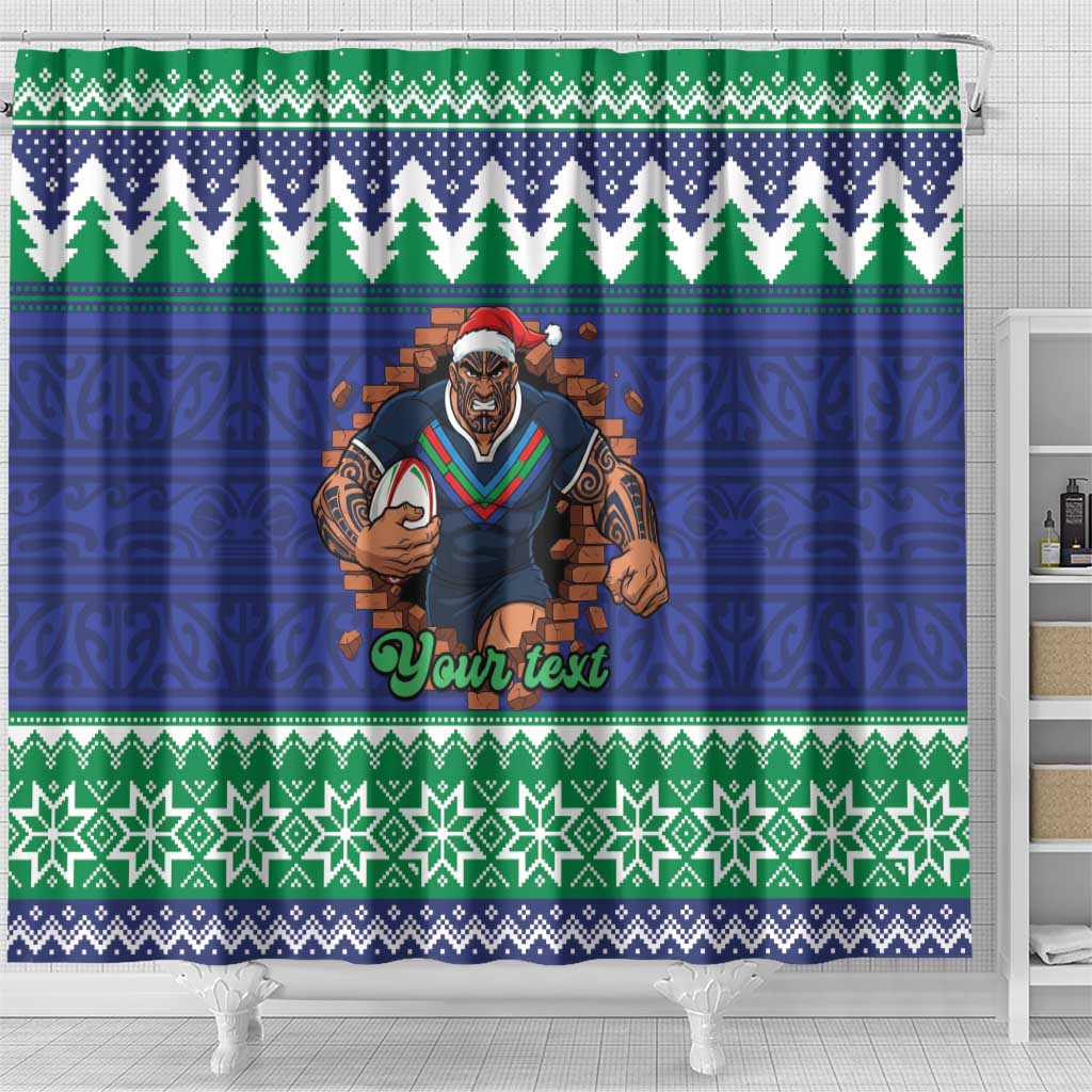 Merry Haka Warriors Personalised Shower Curtain Christmas Rugby League Spirit - Aussie Hoodie