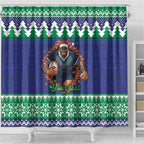 Merry Haka Warriors Personalised Shower Curtain Christmas Rugby League Spirit - Aussie Hoodie