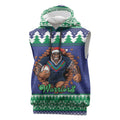 Merry Haka Warriors Personalised Sleeveless Hoodie Christmas Rugby League Spirit - Aussie Hoodie