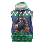 Merry Haka Warriors Personalised Sleeveless Hoodie Christmas Rugby League Spirit - Aussie Hoodie