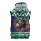 Merry Haka Warriors Personalised Sleeveless Hoodie Christmas Rugby League Spirit - Aussie Hoodie