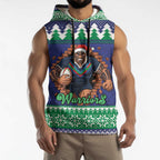 Merry Haka Warriors Personalised Sleeveless Hoodie Christmas Rugby League Spirit - Aussie Hoodie