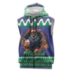 Merry Haka Warriors Personalised Sleeveless Zip Hoodie Christmas Rugby League Spirit LT9