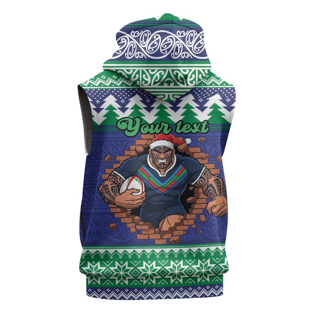 Merry Haka Warriors Personalised Sleeveless Zip Hoodie Christmas Rugby League Spirit LT9