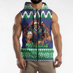 Merry Haka Warriors Personalised Sleeveless Zip Hoodie Christmas Rugby League Spirit LT9