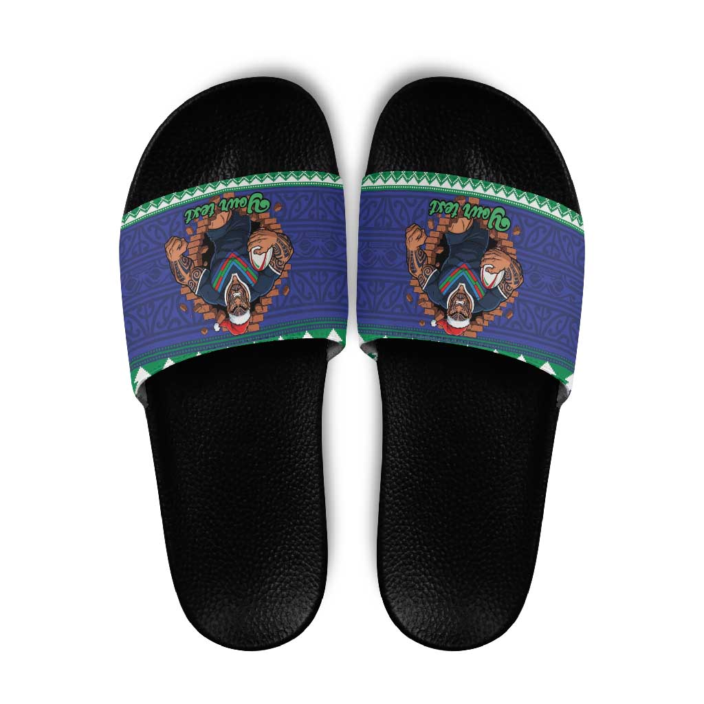 Merry Haka Warriors Personalised Slide Sandals Christmas Rugby League Spirit - Aussie Hoodie