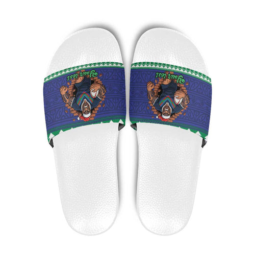 Merry Haka Warriors Personalised Slide Sandals Christmas Rugby League Spirit - Aussie Hoodie