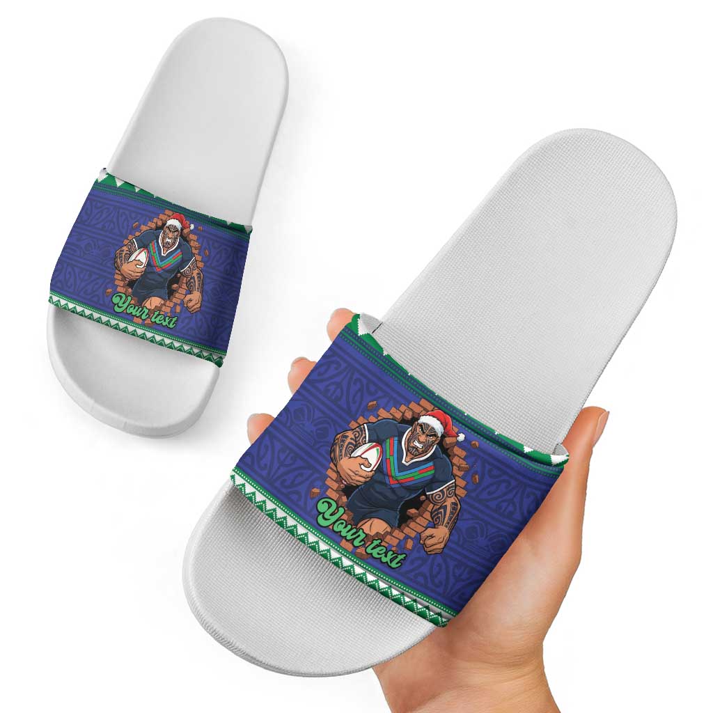 Merry Haka Warriors Personalised Slide Sandals Christmas Rugby League Spirit - Aussie Hoodie