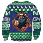 Merry Haka Warriors Personalised Sweatshirt Christmas Rugby League Spirit - Aussie Hoodie