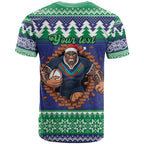 Merry Haka Warriors Personalised T Shirt Christmas Rugby League Spirit - Aussie Hoodie