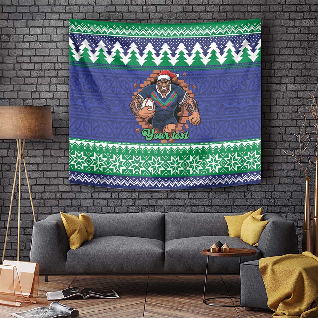 Merry Haka Warriors Personalised Tapestry Christmas Rugby League Spirit - Aussie Hoodie