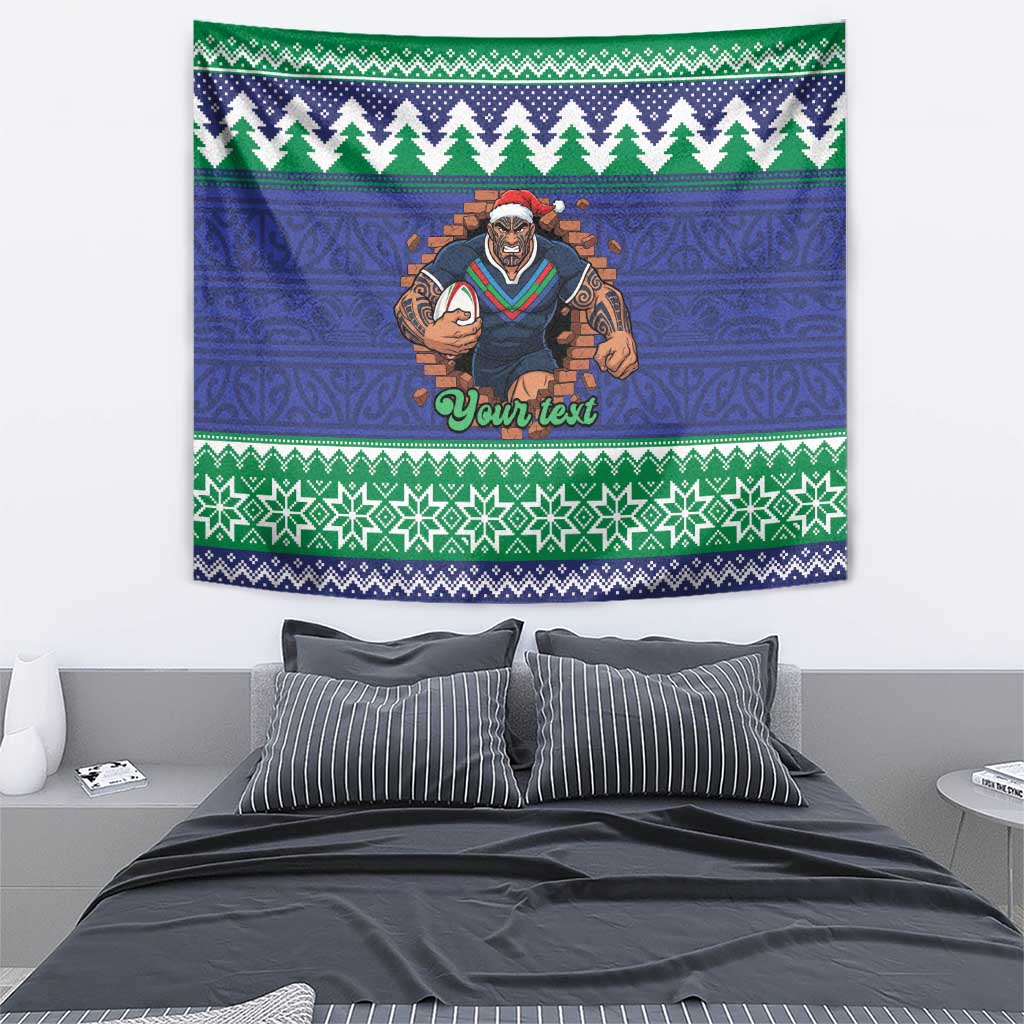 Merry Haka Warriors Personalised Tapestry Christmas Rugby League Spirit - Aussie Hoodie