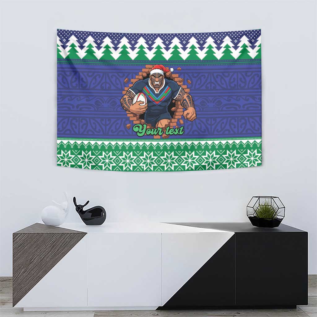 Merry Haka Warriors Personalised Tapestry Christmas Rugby League Spirit - Aussie Hoodie