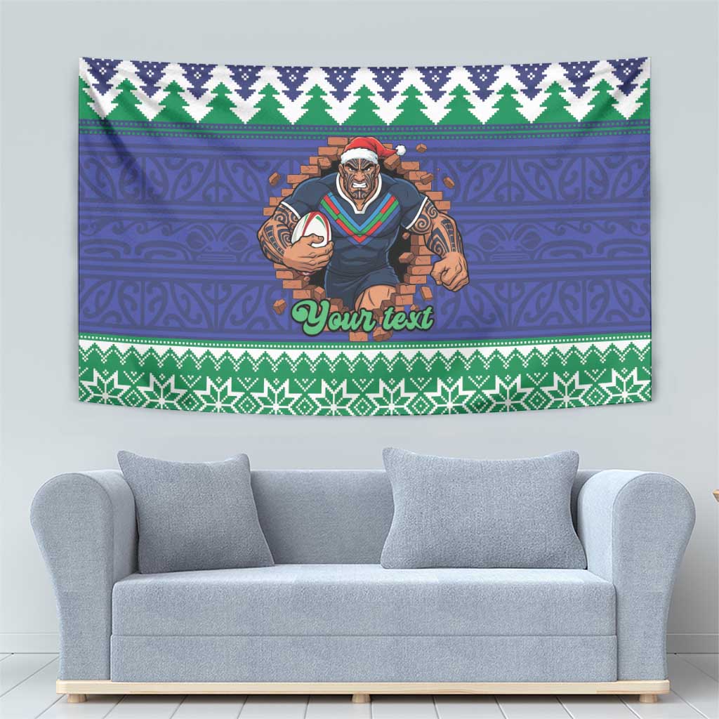 Merry Haka Warriors Personalised Tapestry Christmas Rugby League Spirit - Aussie Hoodie