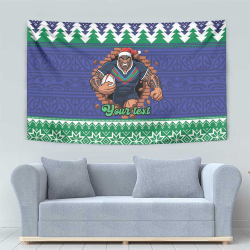 Merry Haka Warriors Personalised Tapestry Christmas Rugby League Spirit - Aussie Hoodie