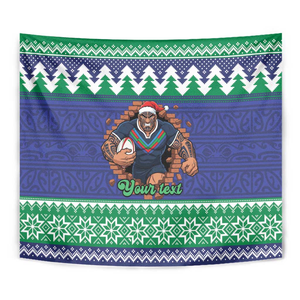 Merry Haka Warriors Personalised Tapestry Christmas Rugby League Spirit - Aussie Hoodie