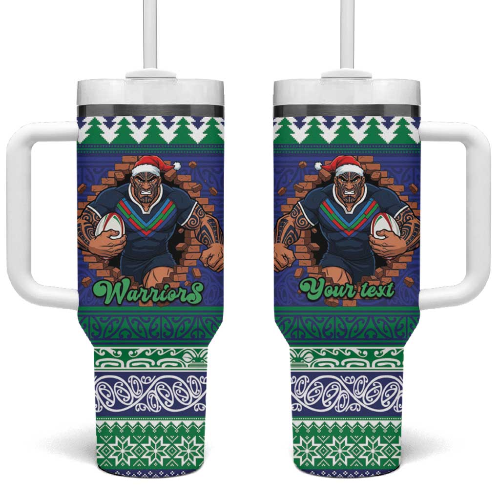 Merry Haka Warriors Personalised Tumbler With Handle Christmas Rugby League Spirit - Aussie Hoodie