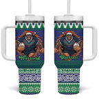 Merry Haka Warriors Personalised Tumbler With Handle Christmas Rugby League Spirit - Aussie Hoodie