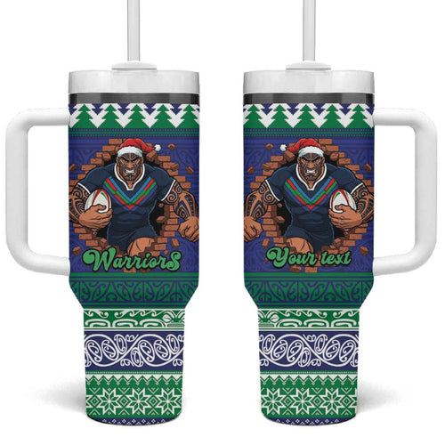 Merry Haka Warriors Personalised Tumbler With Handle Christmas Rugby League Spirit - Aussie Hoodie