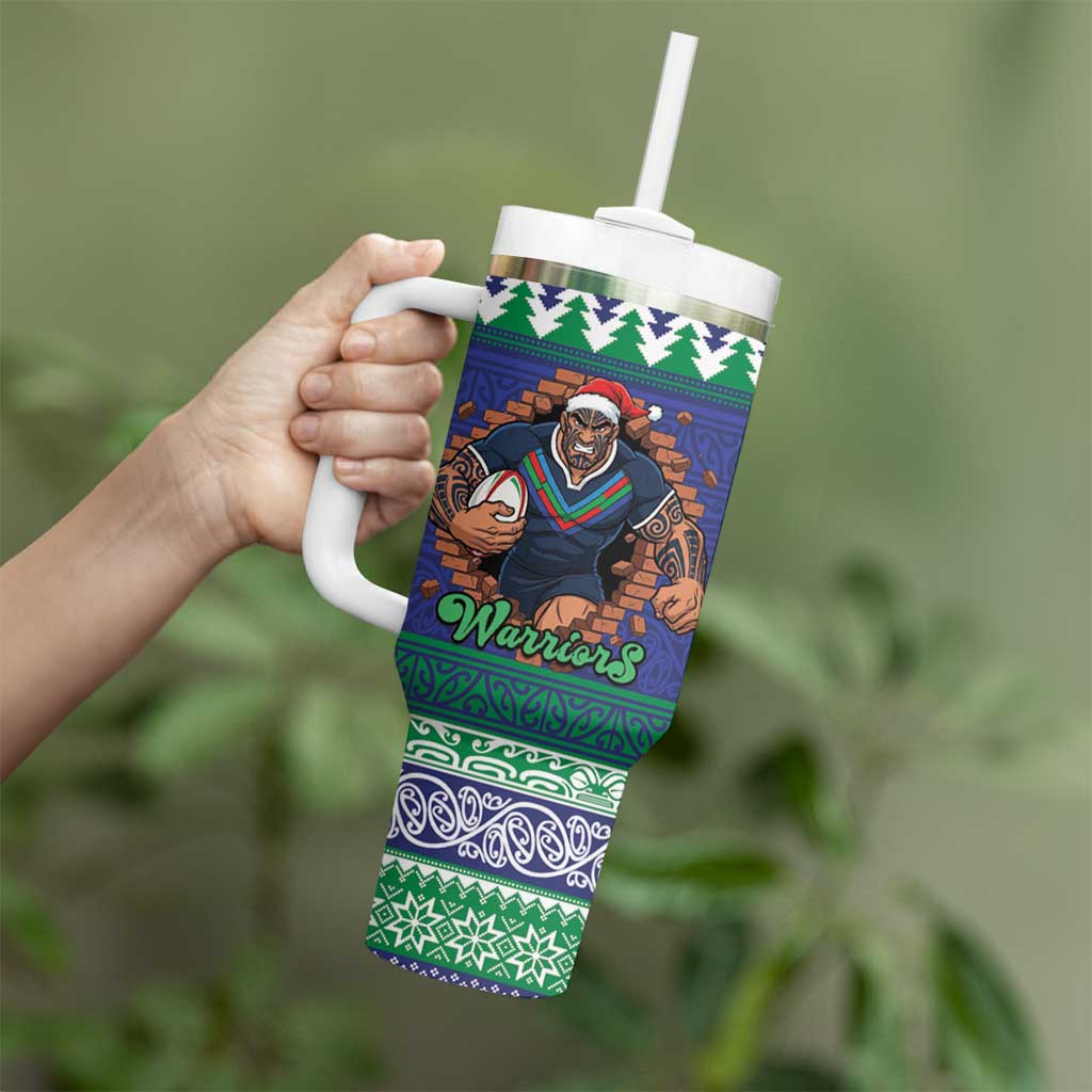 Merry Haka Warriors Personalised Tumbler With Handle Christmas Rugby League Spirit - Aussie Hoodie