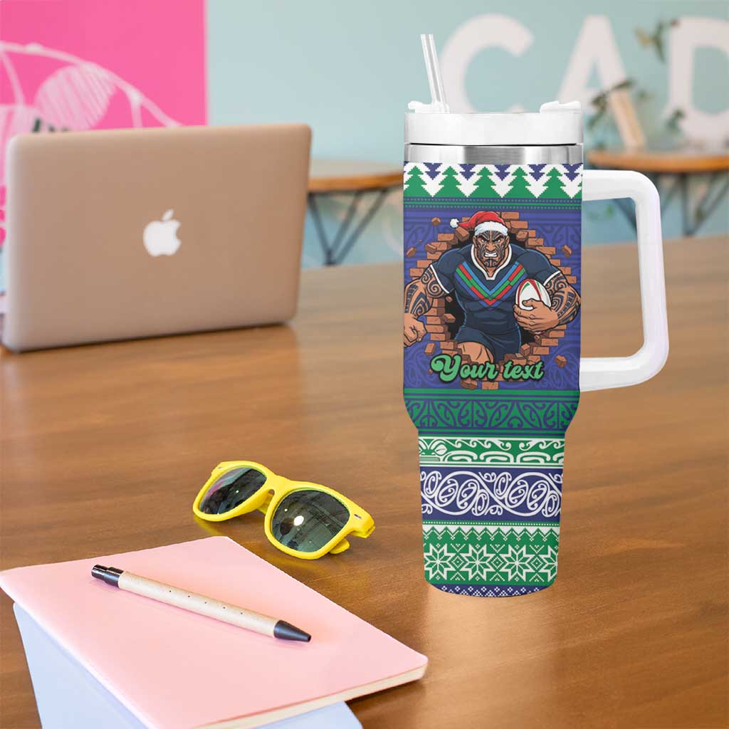 Merry Haka Warriors Personalised Tumbler With Handle Christmas Rugby League Spirit - Aussie Hoodie