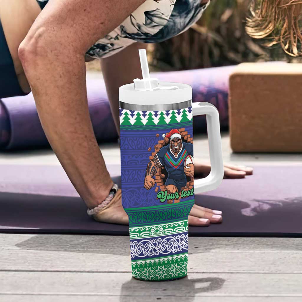 Merry Haka Warriors Personalised Tumbler With Handle Christmas Rugby League Spirit - Aussie Hoodie