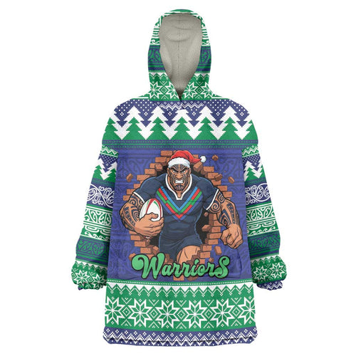 Merry Haka Warriors Personalised Wearable Blanket Hoodie Christmas Rugby League Spirit - Aussie Hoodie