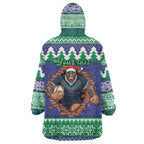 Merry Haka Warriors Personalised Wearable Blanket Hoodie Christmas Rugby League Spirit - Aussie Hoodie