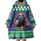 Merry Haka Warriors Personalised Wearable Blanket Hoodie Christmas Rugby League Spirit - Aussie Hoodie